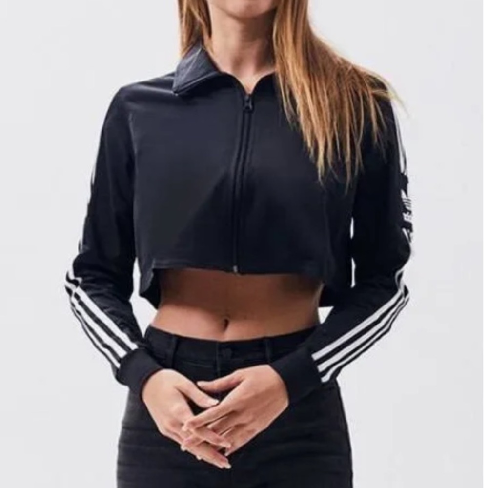 Adidas Originals Black White Cropped Track Jacket Extra Small